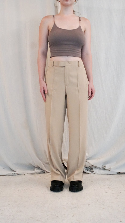 Smart Pleated Pants - Beige